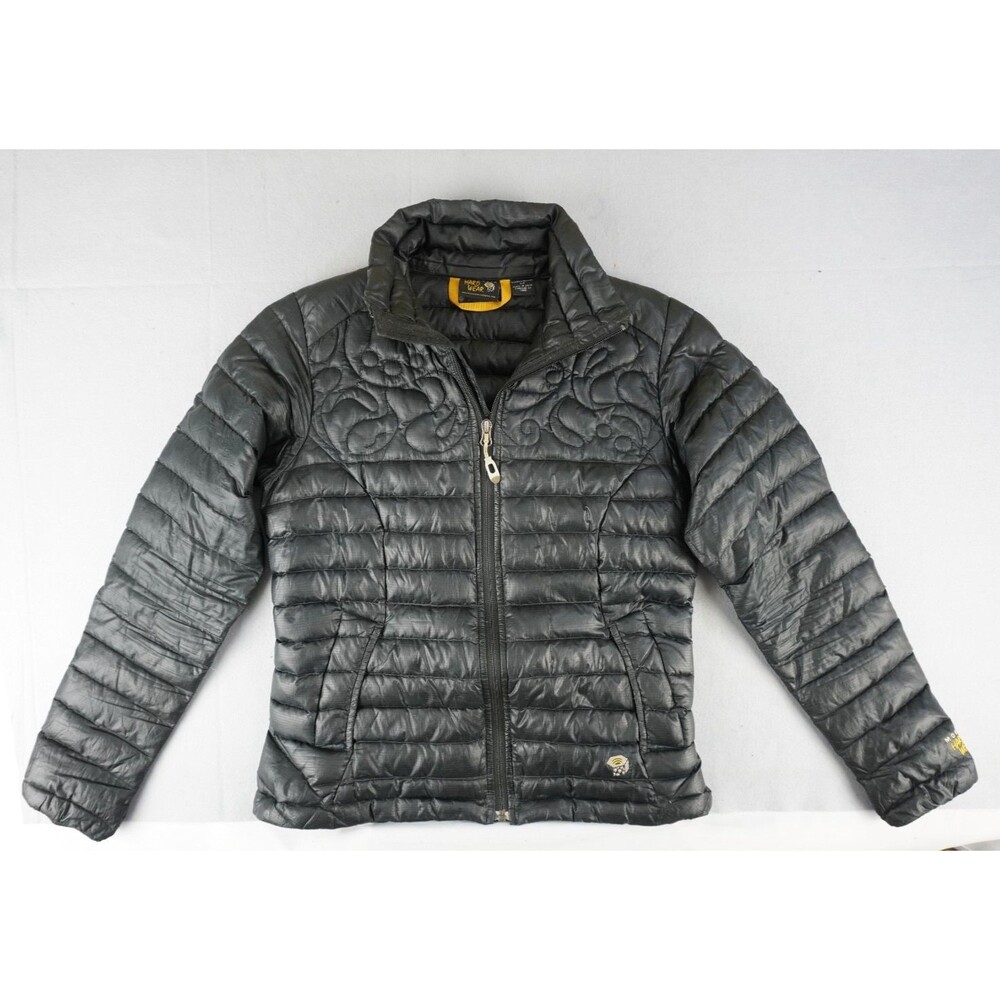 Mountain Hardwear Down Puffer Jacket S Black Swirl Quilted Full Zip Coat Gorp